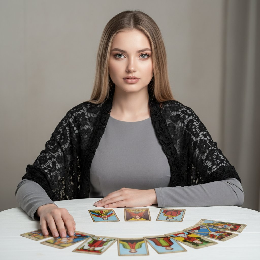 Гадалка за белым столом