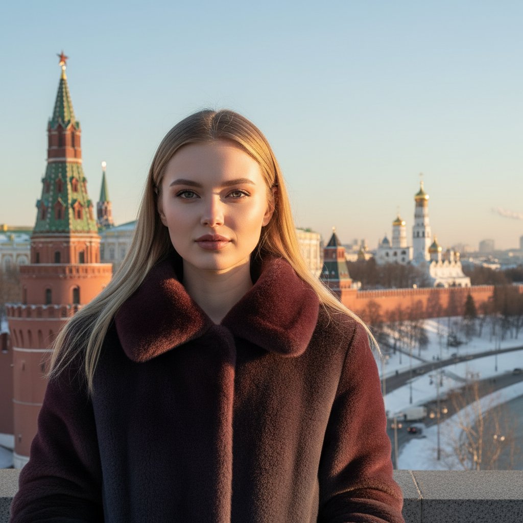 Женщина на фоне Кремля