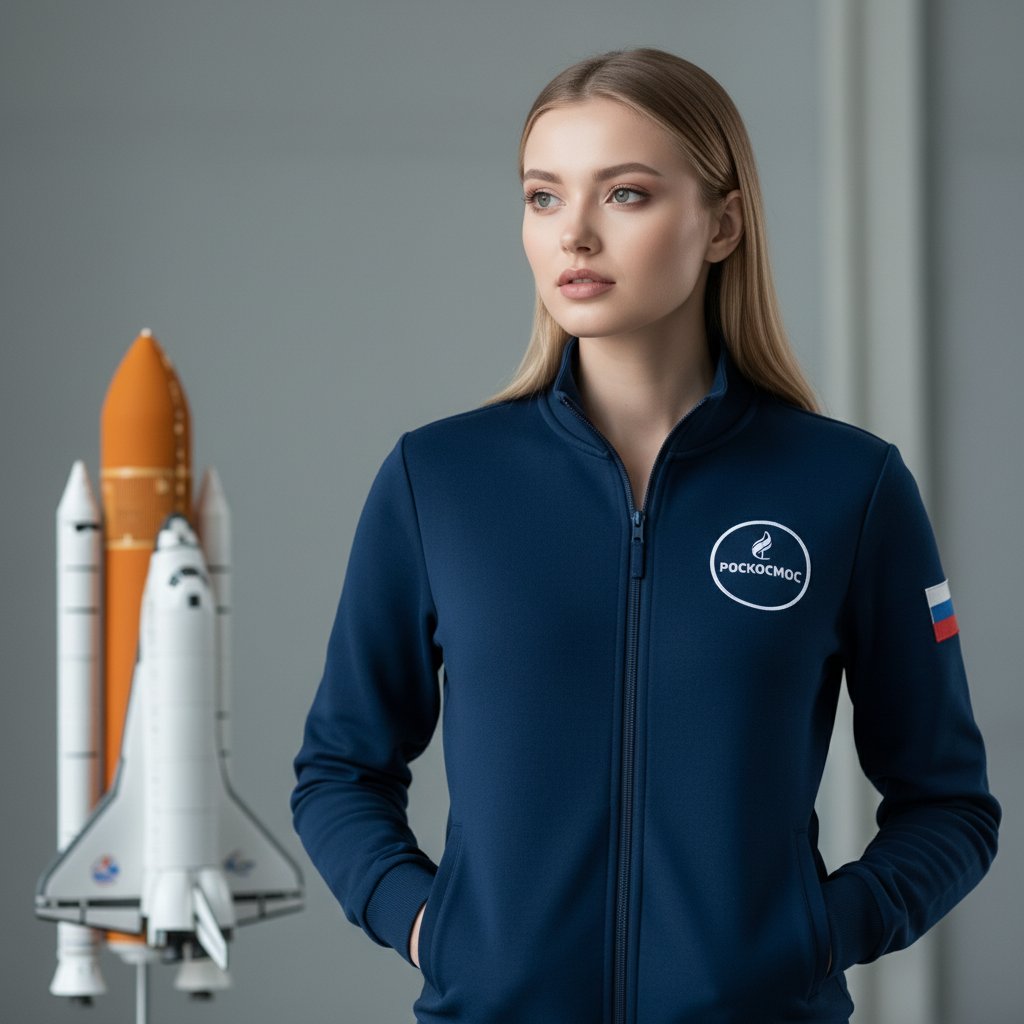 Сотрудница Роскосмоса у капсулы