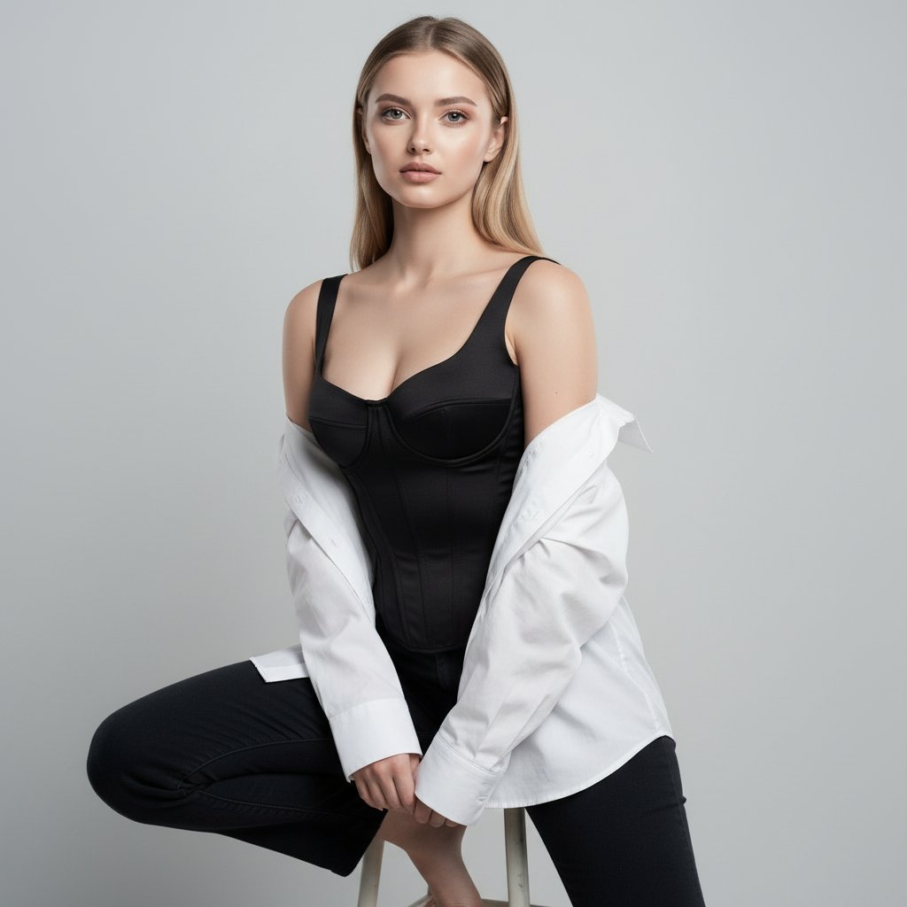 Женщина в корсете с книгой