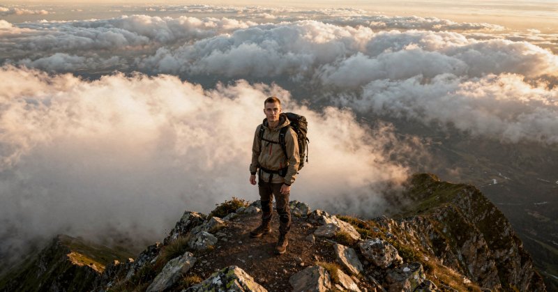 Одинокий странник в горах